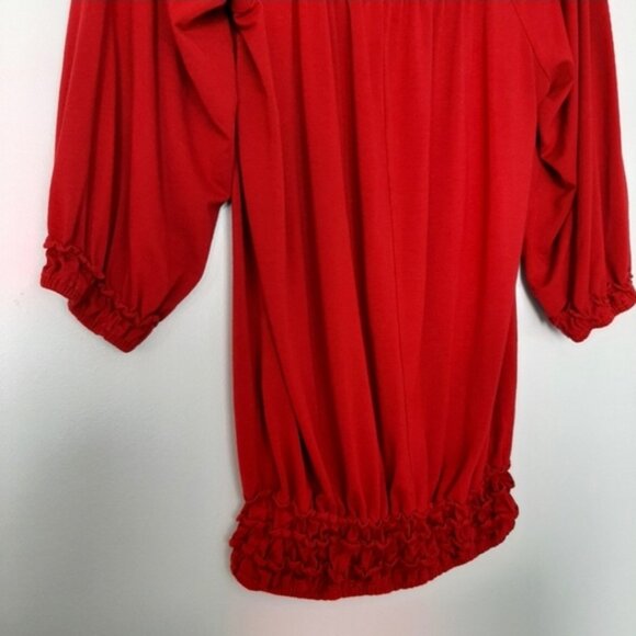 MAX STUDIO Off Shoulder Soft Deep Scoop Neck Smocked Hem Blouse Top Red Sz XS - Picture 12 of 12